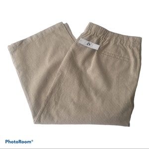 NWT Christoph & Banks Tan Striped Capri Pants Linen Blend Petite Large Pockets